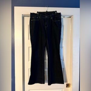 EUC Calvin Klein Size 16W Dark Denim Flare Leg Jeans